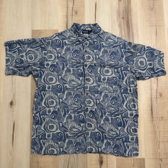 Patagonia Dreamtime Shirt Button Up Polo Blue Organic Cotton XL - Picture 2 of 9